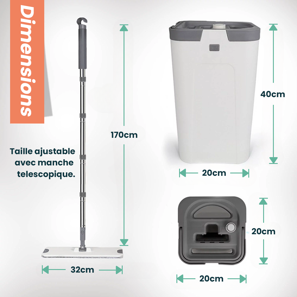 Balai Serpillière Microfibre avec Seau Essoreur Intelligent