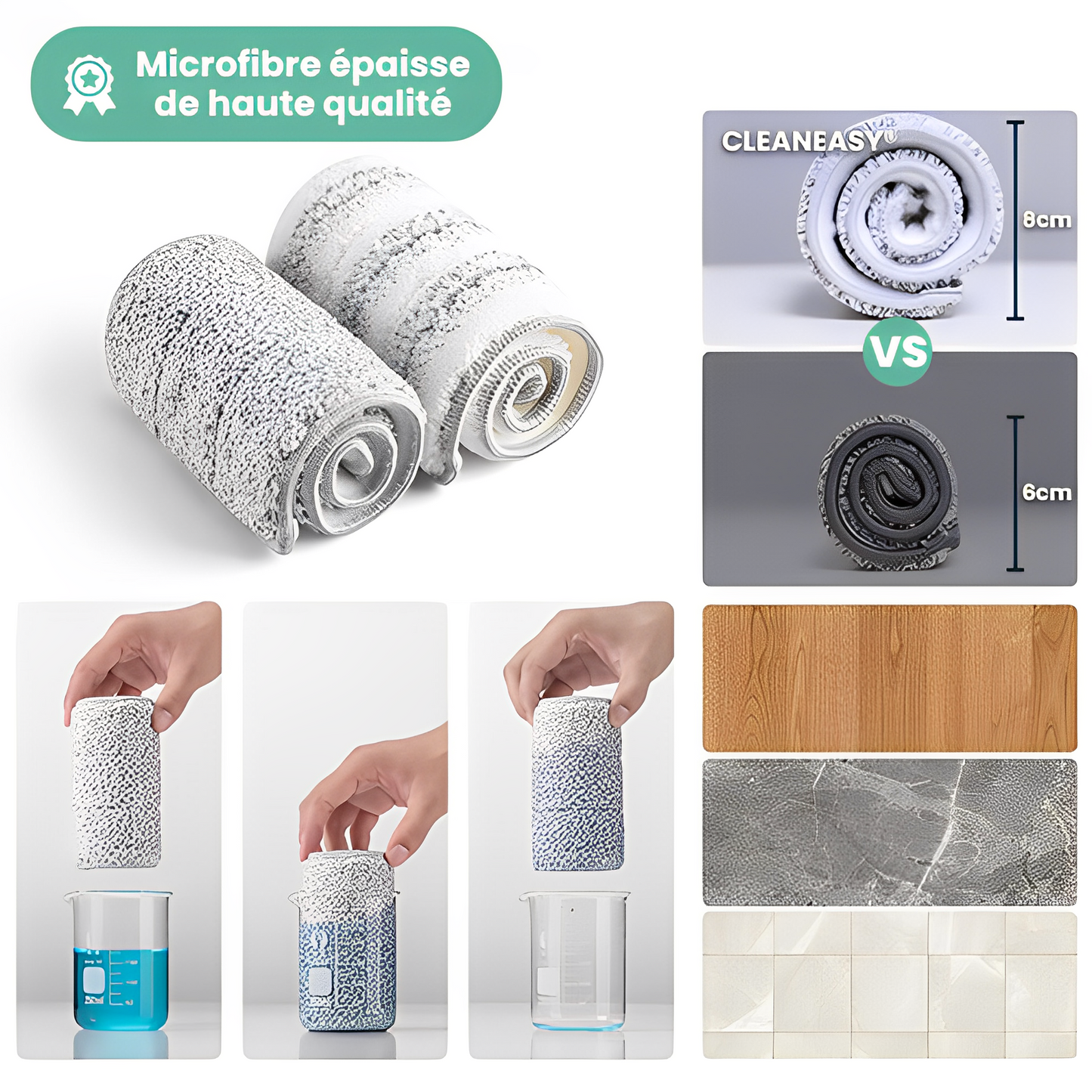 3 Serpillières en Microfibre